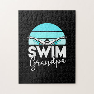 Schwimmteam Grandpa Papa Schwimmbad Meet Schwimmer Puzzle