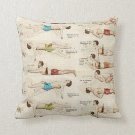 Schwimmunterricht Vintagen französische Schwimmer  Kissen