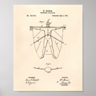 Schwimmvorrichtung 1881 Patent Kunst Altes Papier Poster