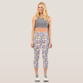 Schwindel-Doodle-Kreise auf weiß Capri Leggings (Vorderseite)