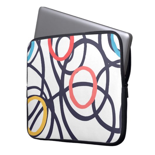 Schwindel-Doodle-Kreise auf weiß Laptopschutzhülle (Vorderseite Links)