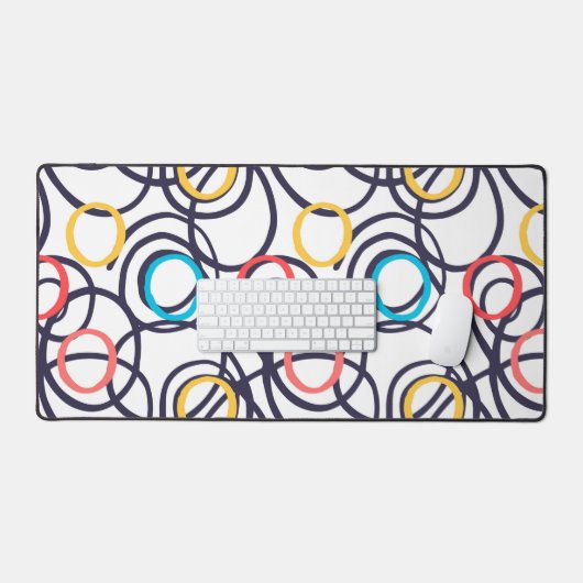 Schwindel-Doodle-Kreise auf weiß Schreibtischunterlage (Tastatur & Maus)