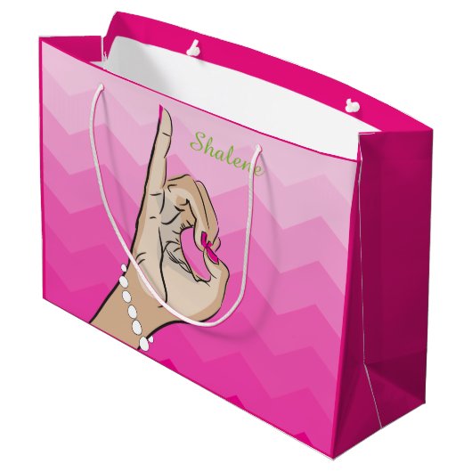 Schwindel-Liebe Große Geschenktüte (Rückseite Schrägansicht)