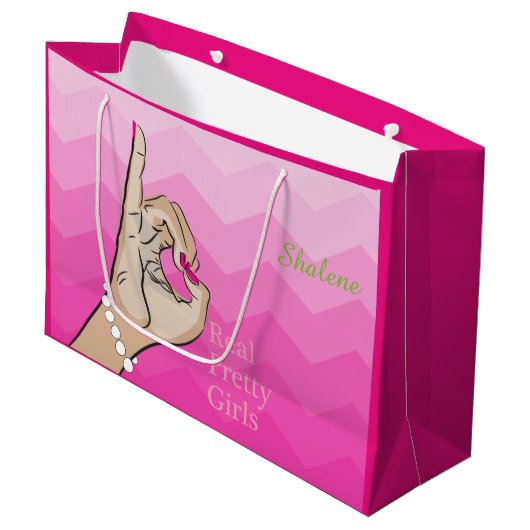 Schwindel-Liebe Große Geschenktüte (Vorderseite Schrägansicht)