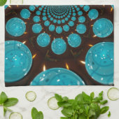 Schwindeldarstellung von Cyan Lights Kaleidoskop Geschirrtuch (Gefaltet)