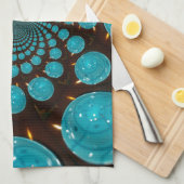 Schwindeldarstellung von Cyan Lights Kaleidoskop Geschirrtuch (Viertel Falte)