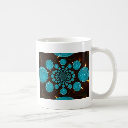 Schwindeldarstellung von Cyan Lights Kaleidoskop Kaffeetasse (Rechts)