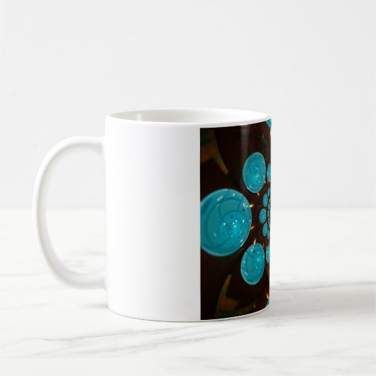 Schwindeldarstellung von Cyan Lights Kaleidoskop Kaffeetasse (Links)
