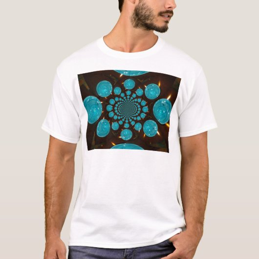 Schwindeldarstellung von Cyan Lights Kaleidoskop T-Shirt (Vorderseite)