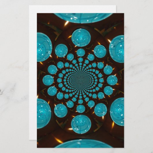 Schwindelnde Anzeige von Cyan Lights Kaleidoskop A Briefpapier (Vorne/Hinten)