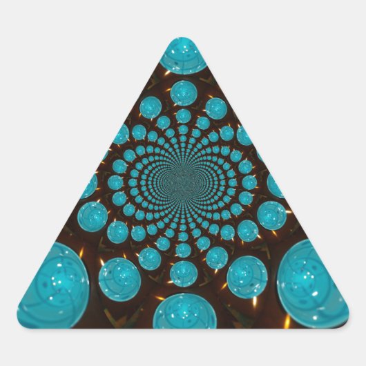 Schwindelnde Anzeige von Cyan Lights Kaleidoskop A Dreieckiger Aufkleber (Vorderseite)