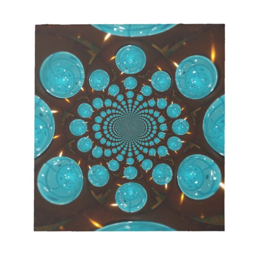 Schwindelnde Anzeige von Cyan Lights Kaleidoskop A Notizblock (Vorderseite)
