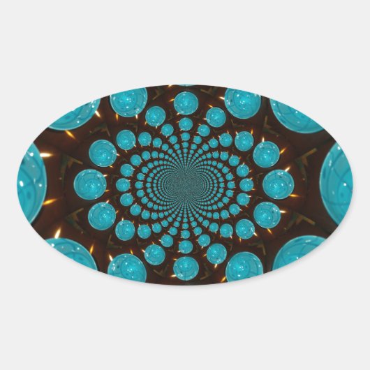 Schwindelnde Anzeige von Cyan Lights Kaleidoskop A Ovaler Aufkleber (Vorderseite)