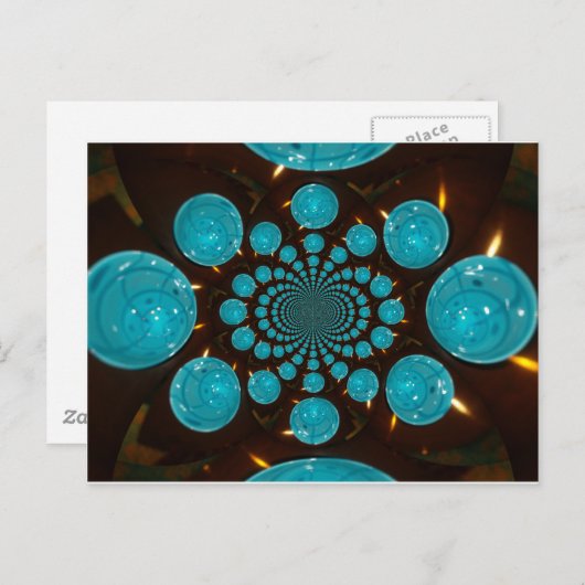 Schwindelnde Anzeige von Cyan Lights Kaleidoskop A Postkarte (Vorne/Hinten)
