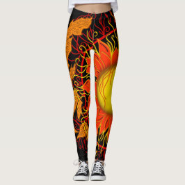 Schwindelsonne, Sonnenstrahlen Abstrakt Orange Mod Leggings