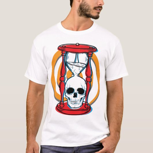 Schwindliger Schädel und hourglass-für helle T-Shirt (Vorderseite)