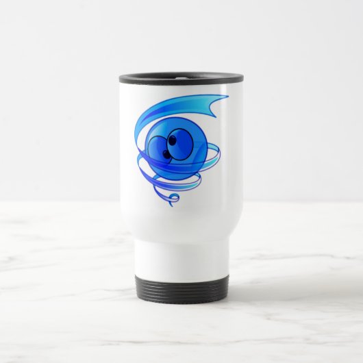 Schwindliges Luft-Wind-Cartoon-Gesicht Reisebecher (Mittel)