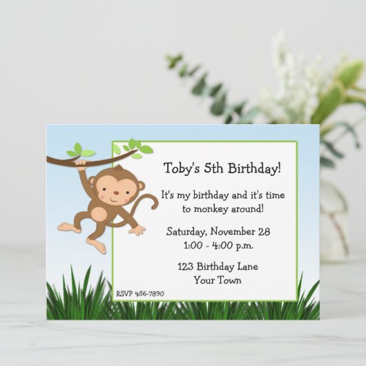 Schwingaffe-Einladung Einladung (Stehend Vorderseite)