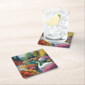 Schwingen in einem von Blume umgebenen See Rechteckiger Pappuntersetzer (Vor Ort)