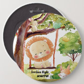 Schwingen Löwe, Fox, Sonne und Vögel Weiße Natur Button (Vorne & Hinten)