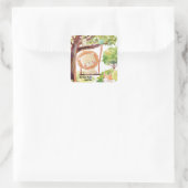 Schwingen Löwe, Fox, Sonne und Vögel Weiße Natur Quadratischer Aufkleber (Tasche)