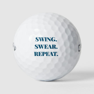 Schwingen. Schwören. Wiederholen. Lustige Geschenk Golfball