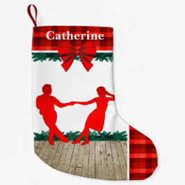 Schwingen-Tänzer mit rotem kariertem Kleiner Weihnachtsstrumpf