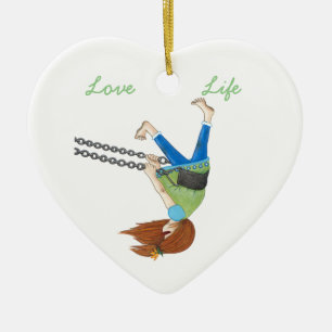 Schwingen-Zeit-Herz-Verzierung Keramik Ornament
