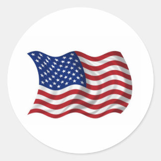 schwingende amerikanische Flagge Runder Aufkleber