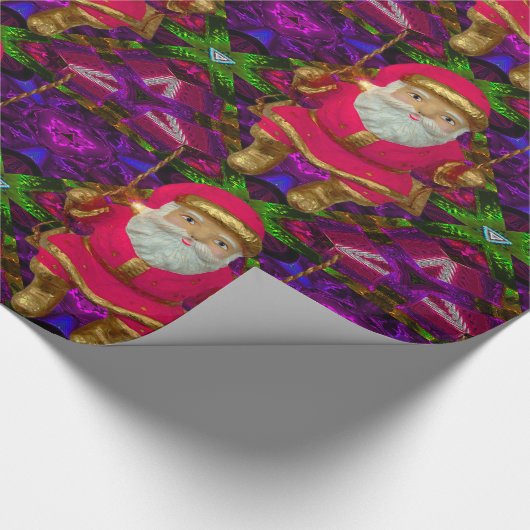 Schwingender Santa Glänzend Geschenkpapier (Ecke)