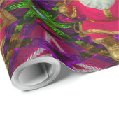 Schwingender Santa Glänzend Geschenkpapier (Rolleneckpunkt)