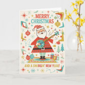 Schwingender Weihnachtsmann Frohe Weihnachtskarte Karte (Gelbe Blume)