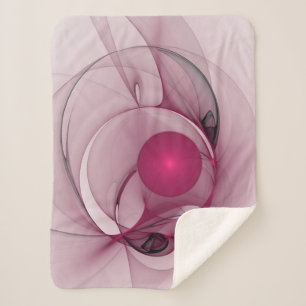 Schwingendes Fraktal, moderne abstrakte Berry Pink Sherpadecke