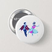 Schwingentänzerrosapudelrock-Sattelschuhe Button (Vorne & Hinten)