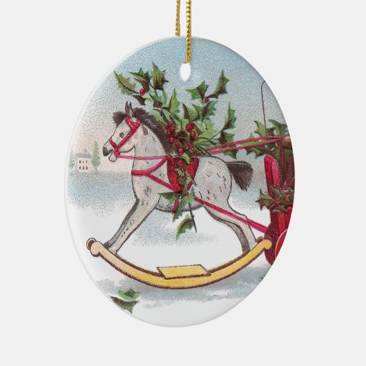 SchwingpferdeVintages Weihnachten Keramikornament (Rechts)