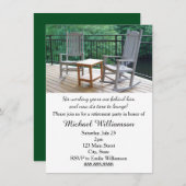 Schwingportal sitzt Ruhestands-Party vor Einladung (Vorne/Hinten)