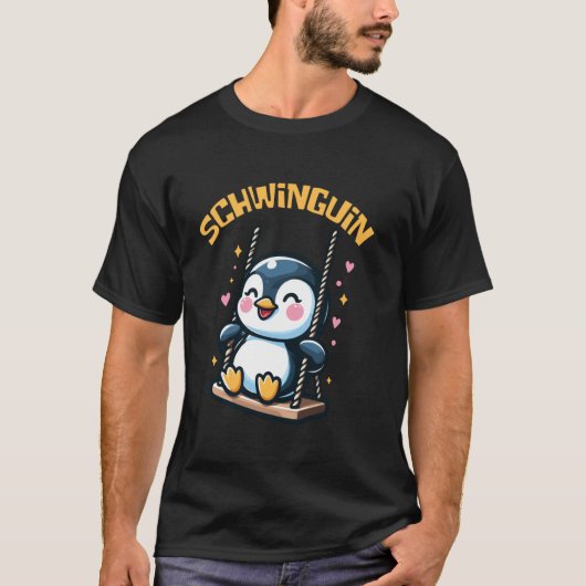 Schwinguin Glücklicher Pinguin Schwingen Spaß T-Shirt (Vorderseite)