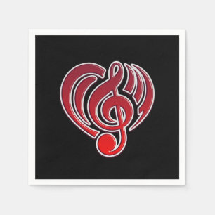 Schwingungen Musikalische Liebe Rotes Herz Musikno Serviette