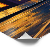 Schwirbeln der Nachtstadt mit gelbem Regenschirm Poster (Ecke)