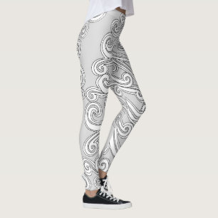 Schwirbelnde Paisley Doodle in beliebiger Farbe Leggings