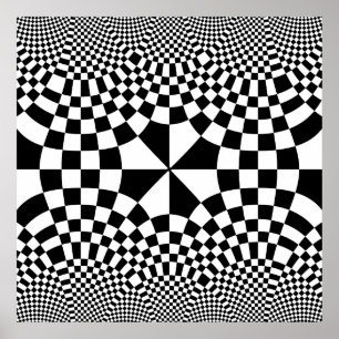 Schwirbelnde Schachbretter optische Illusion Schwa Poster
