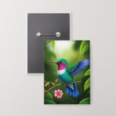 Schwirrender Kolibri zwischen Blättern Button (Vorderseite/Rückseite)