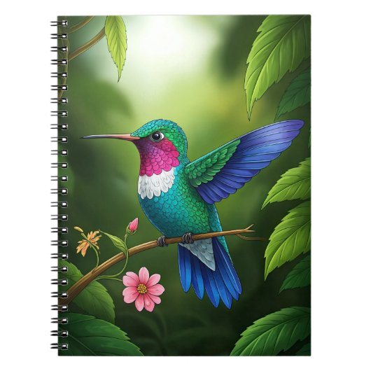 Schwirrender Kolibri zwischen Blättern Notizblock (Vorderseite)