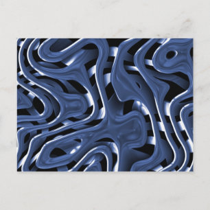 Schwiryly Blue Chrome Abstrakt Art Postkarte