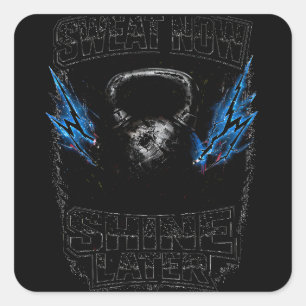 Schwitze jetzt, strahle später – Gym Grind Fitness Quadratischer Aufkleber