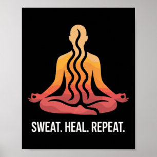 Schwitzen Heilen Wiederholen Sauna Yoga Meditation Poster