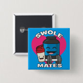 SCHWOLEMATES Funny Bodybuilding Protein Shake Button (Vorne & Hinten)