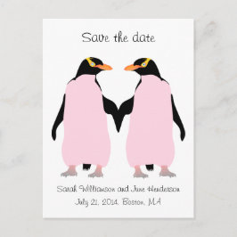 Schwul Save the Date, rosa Pinguine Ankündigungspostkarte