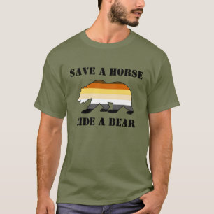 Schwule Bären retten ein Pferd, reiten einen Bären T-Shirt