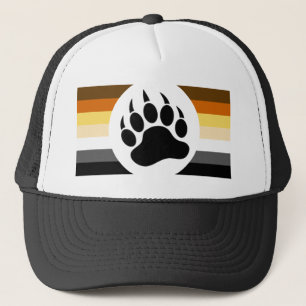 Schwule-Bären-Stolzflagge und Bärenpranke Truckerkappe